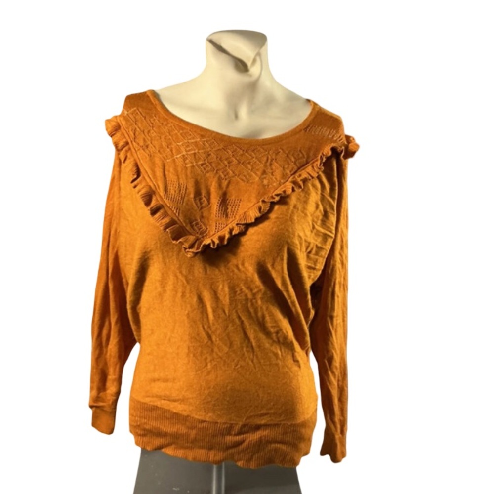 Joseph A Orange Ruffle Knit Top